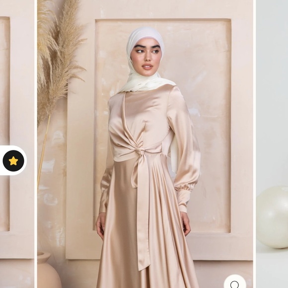 TAN DIANA SIDE KNOT SATIN GOWN - Picture 3 of 3